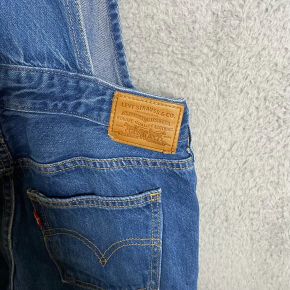 Vintage Levis dark wash bib denim overalls womens skinny fit stretch Small - Picture 8 of 14
